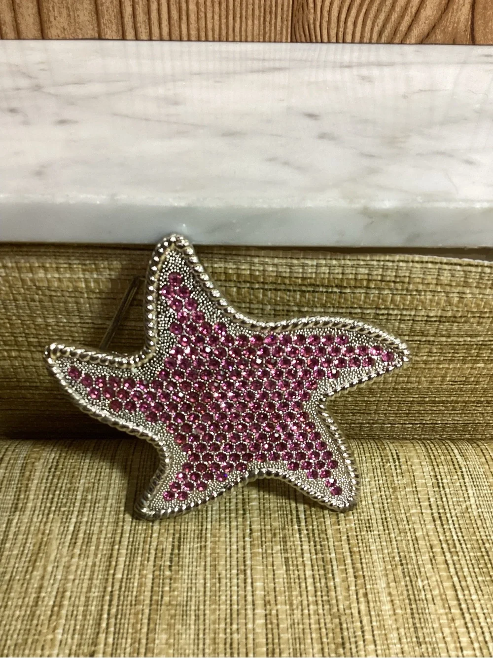 Pink Rhinestone Starfish Belt Buckle
